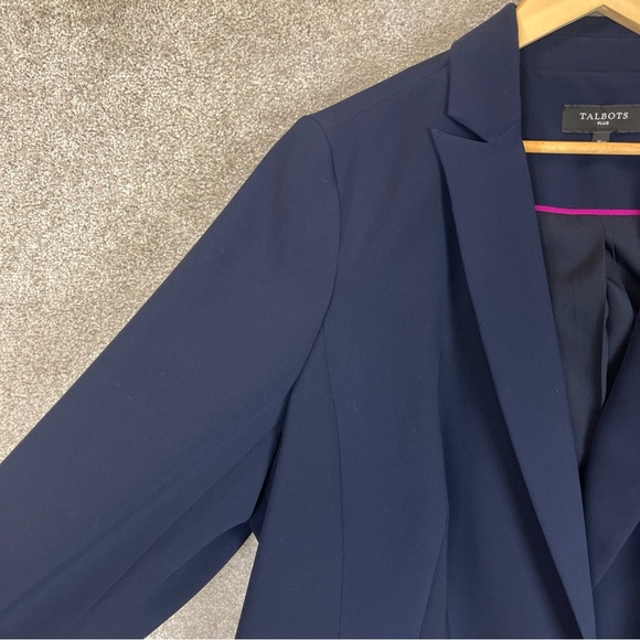 Talbots Jacket Womens 16W Navy Blue Button Lined Blazer Polyester Blend- 4275 - Picture 5 of 12